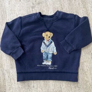 Ralph Lauren Navy Sweatshirt with Bear Graphic